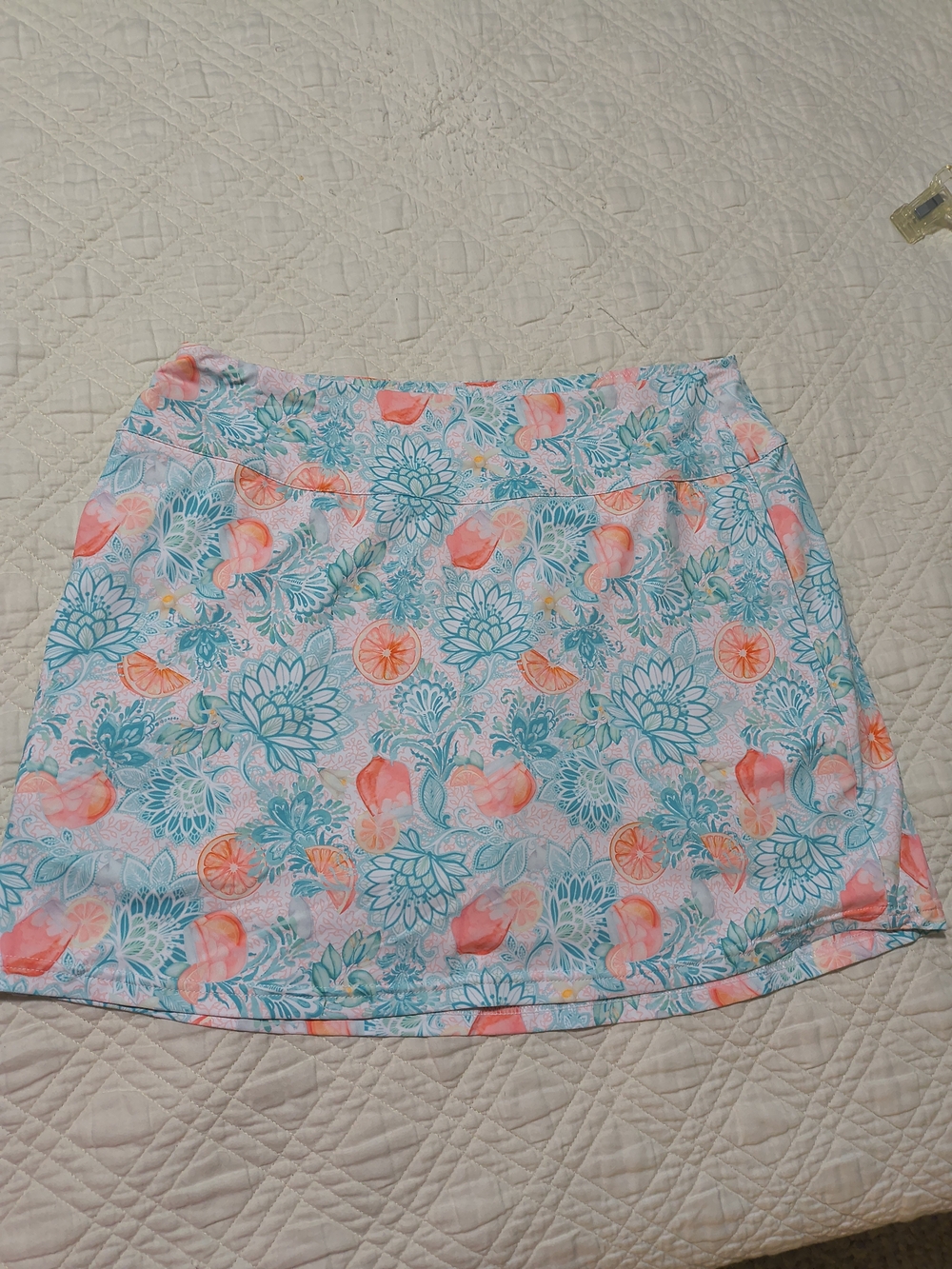 Cabana Life Aqua & Coral Floral Skort With Pockets 50 UV Protection